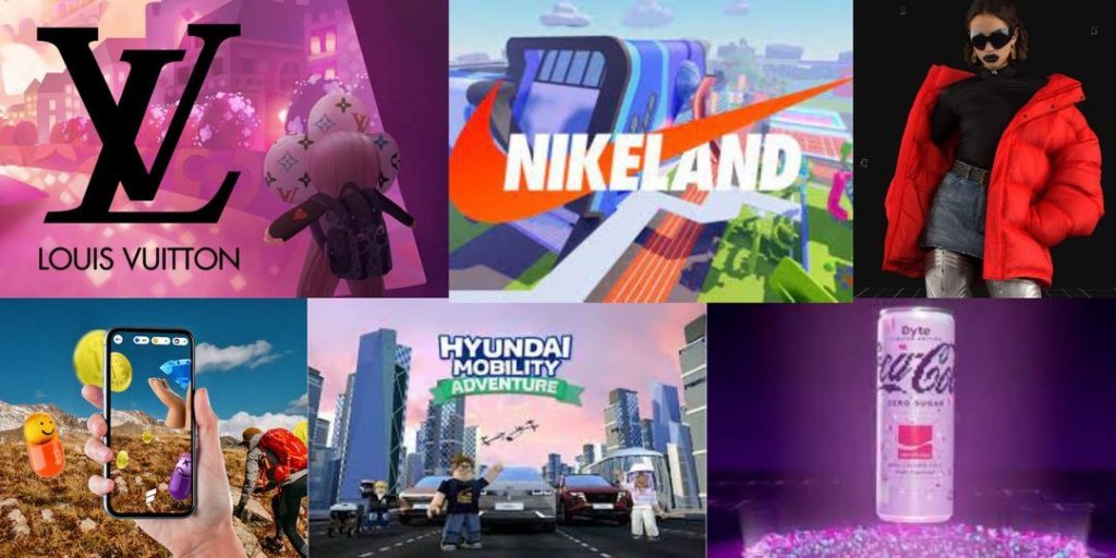 Examples of brands in the Metaverse like Nike, LV etc.